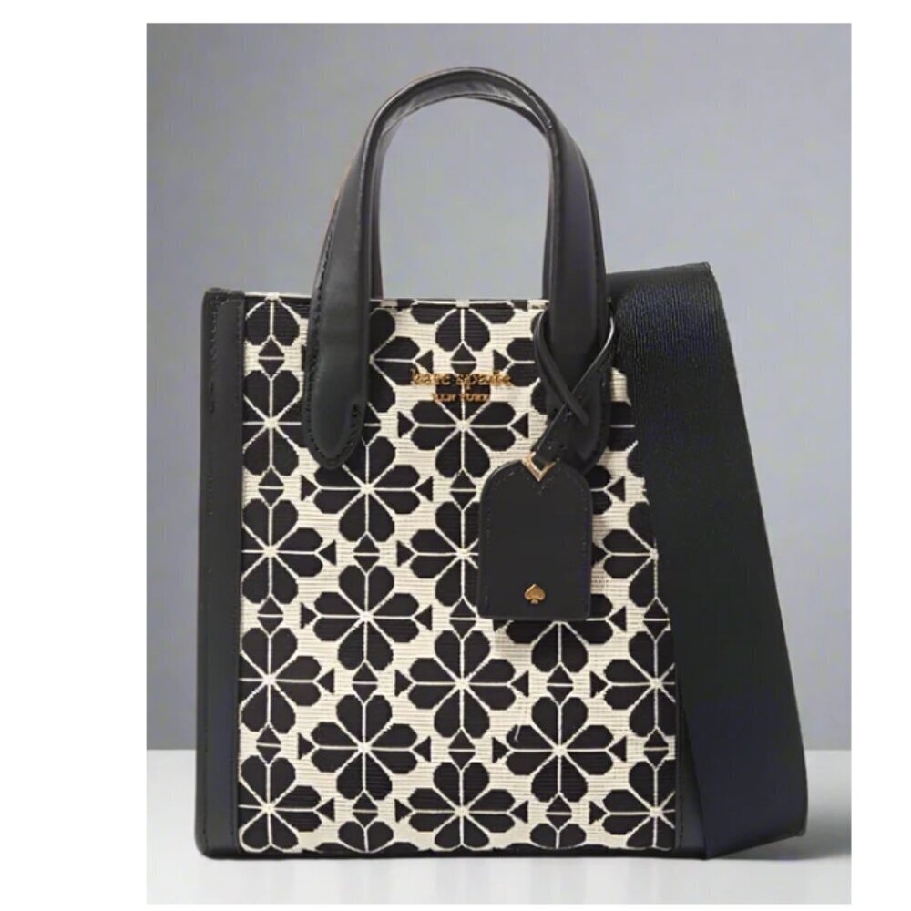 Kate Spade Manhattan Mini Tote Blue Floral Jacquard Leather Crossbody - Picture 13 of 13